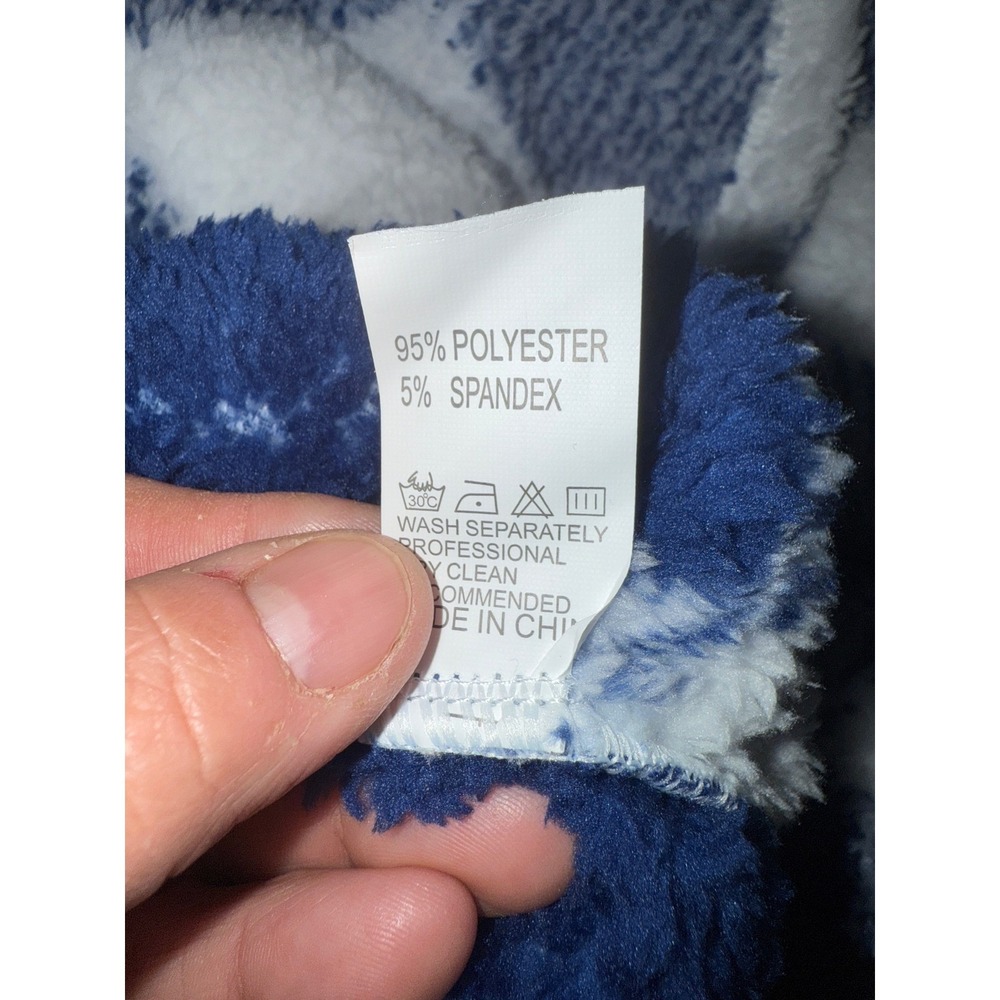Womens Plaid Sherpa Fleece Shacket Jacket Oversized Blue White XL - Picture 5 of 7